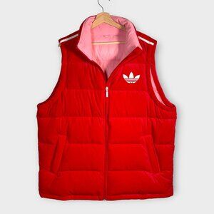Adidas Adicolor Velvet Down Puffer Vest Scarlet Red Womens IB2030 See Notes